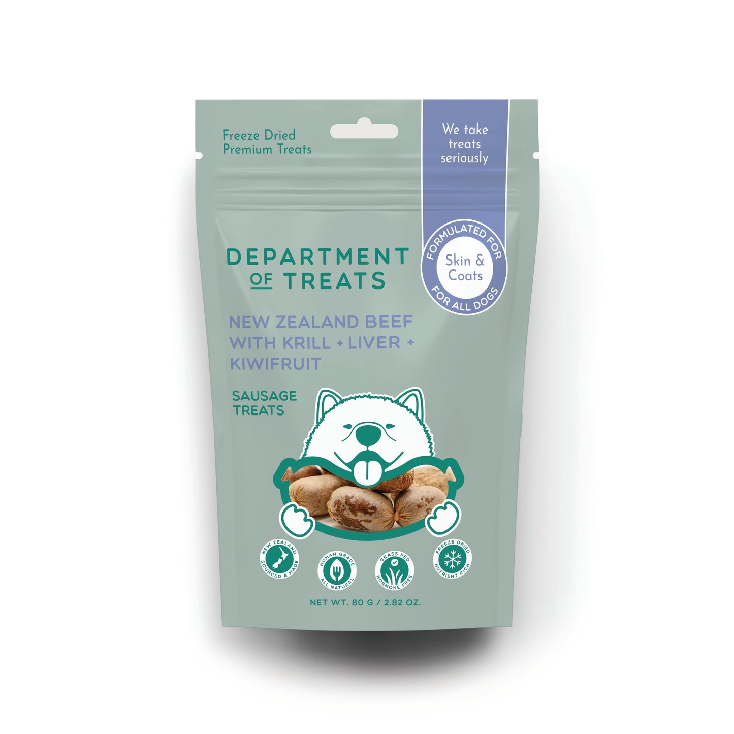 Sausage Treats with Beef, Krill, Liver + Kiwifruit