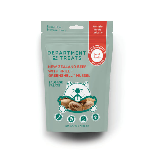 Sausage Treats with Beef, Krill + Greenshell Mussel